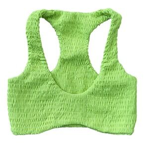 Naked Wardrobe Swim Smocked Racerback Bikini Top Lime Green XS NW Beach Vacation